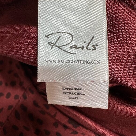 Rails Size XS V-Neck Cropped Jumpsuit Maroon & Black Wide Leg - Picture 15 of 16